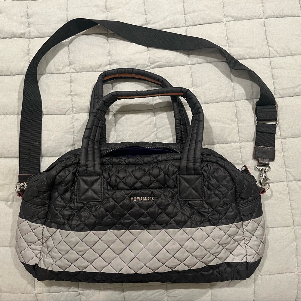 MZ Wallace Black and Gray Quilted Shoulder Bag